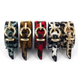 Leopard Leather Bracelet Punk Ring Wide Bangle