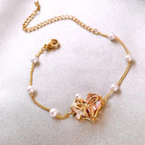 Pink Zircon Heart Pearl Bracelets for Women