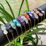 Crystal Stone Bracelet Adjustable Raw Quartz Fluorite Lapis Tourmaline Pur