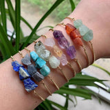 Crystal Stone Bracelet Adjustable Raw Quartz Fluorite Lapis Tourmaline Pur
