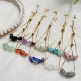 Crystal Stone Bracelet Adjustable Raw Quartz Fluorite Lapis Tourmaline Pur