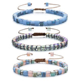 3pcs Mixed Crystal Glass Stone Beads Bracelet Friendship Bracelets for Women