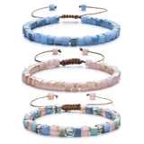 3pcs Mixed Crystal Glass Stone Beads Bracelet Friendship Bracelets for Women