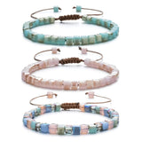 3pcs Mixed Crystal Glass Stone Beads Bracelet Friendship Bracelets for Women
