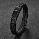 Men's Leather Charm Bracelet Stainless Steel Magnetic Clasp Punk Hiphop Bangle