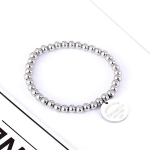 Stainless Steel Elastic Bead Bracelet for Women Round Charm Love Jewelry