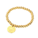 Stainless Steel Elastic Bead Bracelet for Women Round Charm Love Jewelry