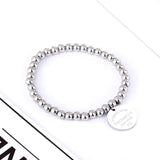 Stainless Steel Elastic Bead Bracelet for Women Round Charm Love Jewelry