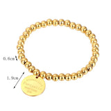 Stainless Steel Elastic Bead Bracelet for Women Round Charm Love Jewelry