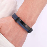 Leather Mens Bracelet Stainless Steel Bangles Male Wrist Jewelry