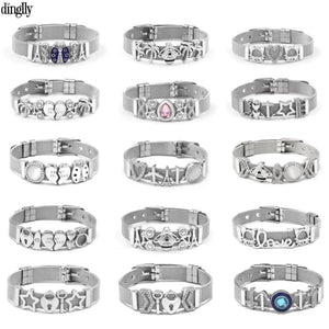 Silver Mesh Bracelet Lightning Heart Beads Lock Rocket Charm 10mm Bangle