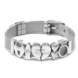 Silver Mesh Bracelet Lightning Heart Beads Lock Rocket Charm 10mm Bangle