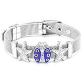 Silver Mesh Bracelet Lightning Heart Beads Lock Rocket Charm 10mm Bangle