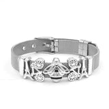 Silver Mesh Bracelet Lightning Heart Beads Lock Rocket Charm 10mm Bangle