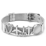 Silver Mesh Bracelet Lightning Heart Beads Lock Rocket Charm 10mm Bangle