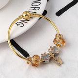 Heart Beads Charm Bracelet with Butterfly Pendant