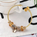 Heart Beads Charm Bracelet with Butterfly Pendant