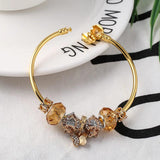 Heart Beads Charm Bracelet with Butterfly Pendant