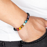 Chakra Stone Beads Bracelet Black Leather Rope