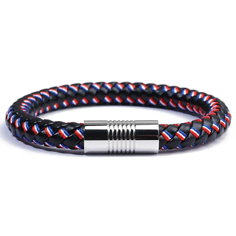 Hot Spain/Russia Flag Rope Leather Bracelet Colorful Magnet Bracelets&Bangles