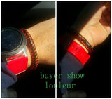 Hot Spain/Russia Flag Rope Leather Bracelet Colorful Magnet Bracelets&Bangles