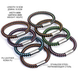 Hot Spain/Russia Flag Rope Leather Bracelet Colorful Magnet Bracelets&Bangles