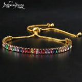 Multicolor Square Zirconia Adjustable Bracelet CZ Tennis Chain Jewelry