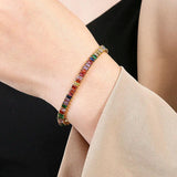 Multicolor Square Zirconia Adjustable Bracelet CZ Tennis Chain Jewelry