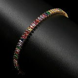 Multicolor Square Zirconia Adjustable Bracelet CZ Tennis Chain Jewelry
