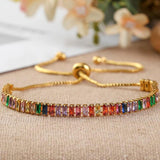 Multicolor Square Zirconia Adjustable Bracelet CZ Tennis Chain Jewelry