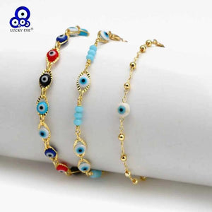 Colorful Evil Eye Charm Bracelet Adjustable Moon Star Heart Fatima Hand Bracelet