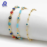 Colorful Evil Eye Charm Bracelet Adjustable Moon Star Heart Fatima Hand Bracelet