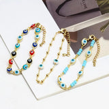 Colorful Evil Eye Charm Bracelet Adjustable Moon Star Heart Fatima Hand Bracelet