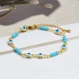 Colorful Evil Eye Charm Bracelet Adjustable Moon Star Heart Fatima Hand Bracelet