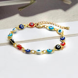 Colorful Evil Eye Charm Bracelet Adjustable Moon Star Heart Fatima Hand Bracelet