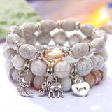Elephant Love Heart Charm Bracelet Silver Plated Wedding Jewelry