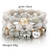 Elephant Love Heart Charm Bracelet Silver Plated Wedding Jewelry
