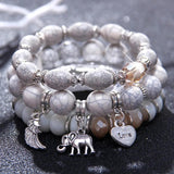 Elephant Love Heart Charm Bracelet Silver Plated Wedding Jewelry