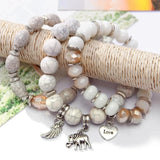 Elephant Love Heart Charm Bracelet Silver Plated Wedding Jewelry