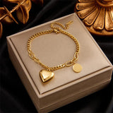 316L Stainless Steel Love Heart Charm Bracelet For Women Wedding Gift
