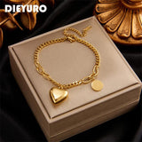 316L Stainless Steel Love Heart Charm Bracelet For Women Wedding Gift