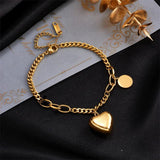 316L Stainless Steel Love Heart Charm Bracelet For Women Wedding Gift