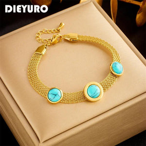 316L Stainless Steel Roman Numeral Green Stone Bangle Bracelet