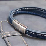 Leather Bracelet Men Stainless Steel Clasp Multilayer Rope Bracelet