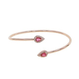 Teardrop CZ Green Red Cuff Bangle Bracelet