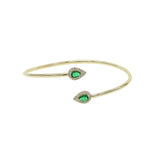 Teardrop CZ Green Red Cuff Bangle Bracelet