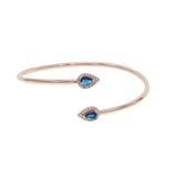 Teardrop CZ Green Red Cuff Bangle Bracelet