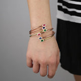 Teardrop CZ Green Red Cuff Bangle Bracelet