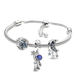 Space Charm Bracelet with Star Moon Beads for Women