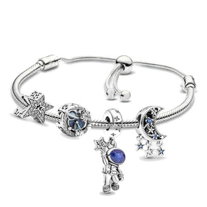 Space Charm Bracelet with Star Moon Beads for Women